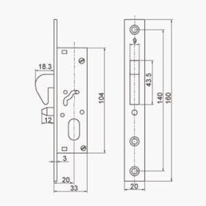 Cerradura Picoloro Incrustar Puerta Corrediza Cilindro Doble Cerradura Incrustar Puerta Corrediza