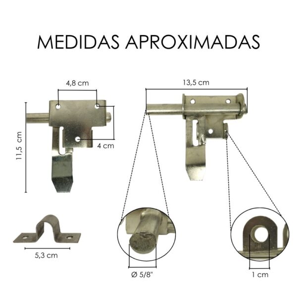 Pasador Cerrojo Porta Candado Hierro 5/8  Para Soldar Puerta - Imagen 2