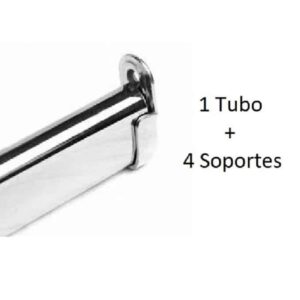 Tubo Ovalado Cromado más 4 soportes de pared para el tubo de closet