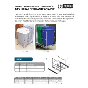 BASURERA DOBLE CIERRE LENTO REJIPLAS Basureras