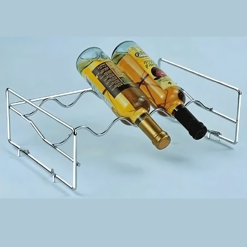 Botellero Pequeño 4 Botellas 1 Nivel Cromado - Apilable - Imagen 3