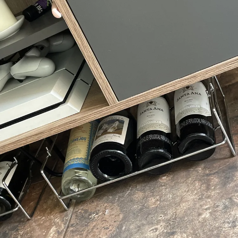 Botellero Pequeño 4 Botellas 1 Nivel Cromado - Apilable - Imagen 2