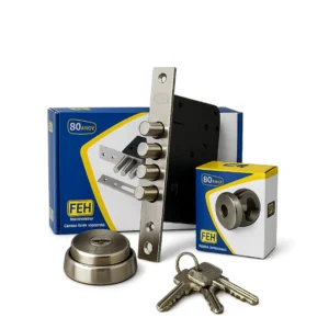 Cerradura De Incrustar 4 Bulones + Escudo Antitaladro Plateado