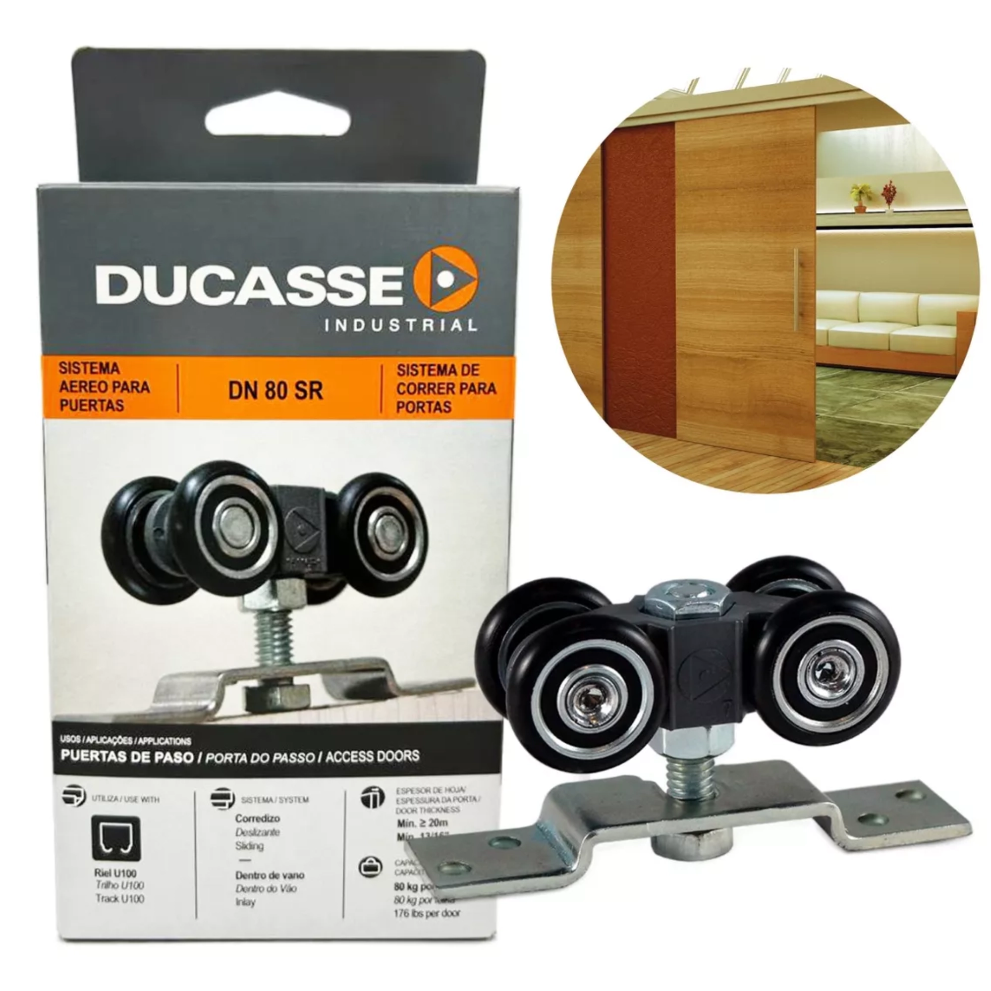 Rodachina Corrediza Ducasse 4 Ruedas DN 80 SR - Imagen 4